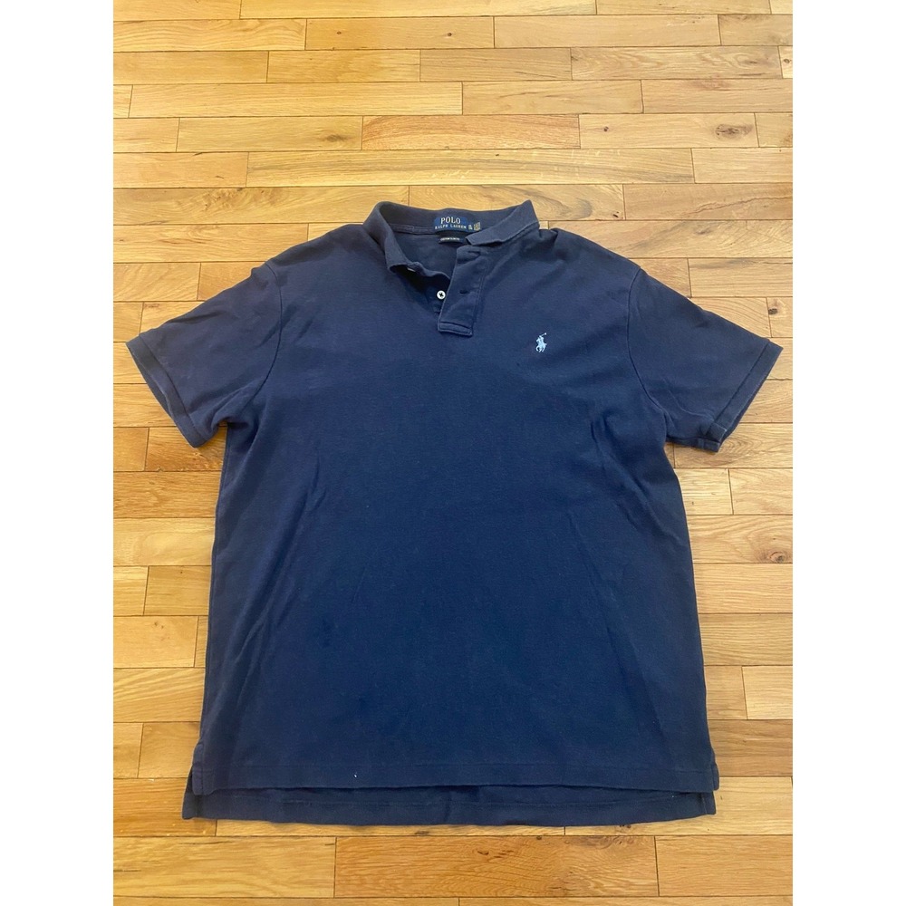 Polo Ralph Lauren Mens XL Custom Slim Fit Navy Blue Short Sleeve Polo‎ Shirt
